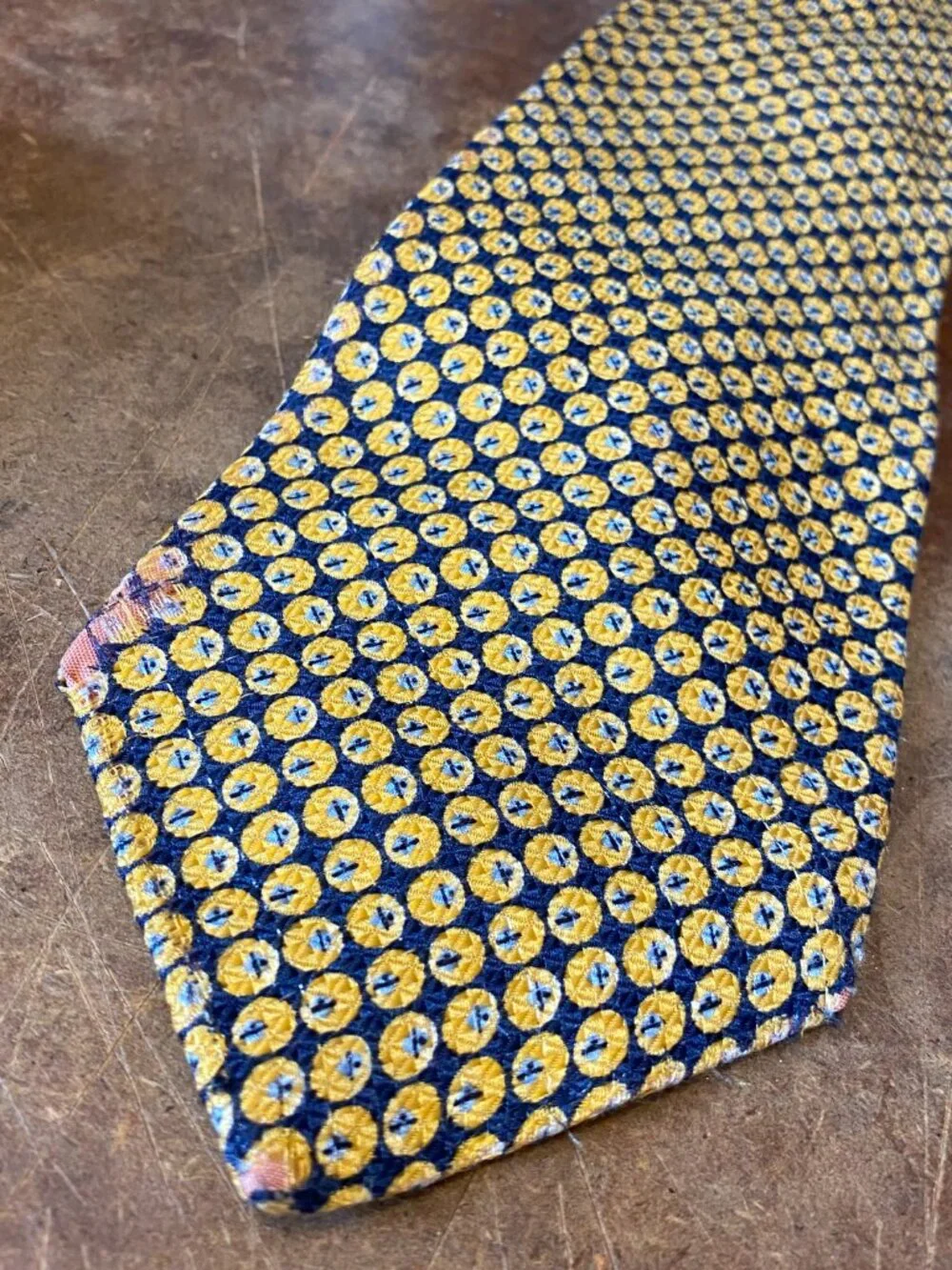 Vintage Burberrys Silk Tie Blue and Gold Made in England